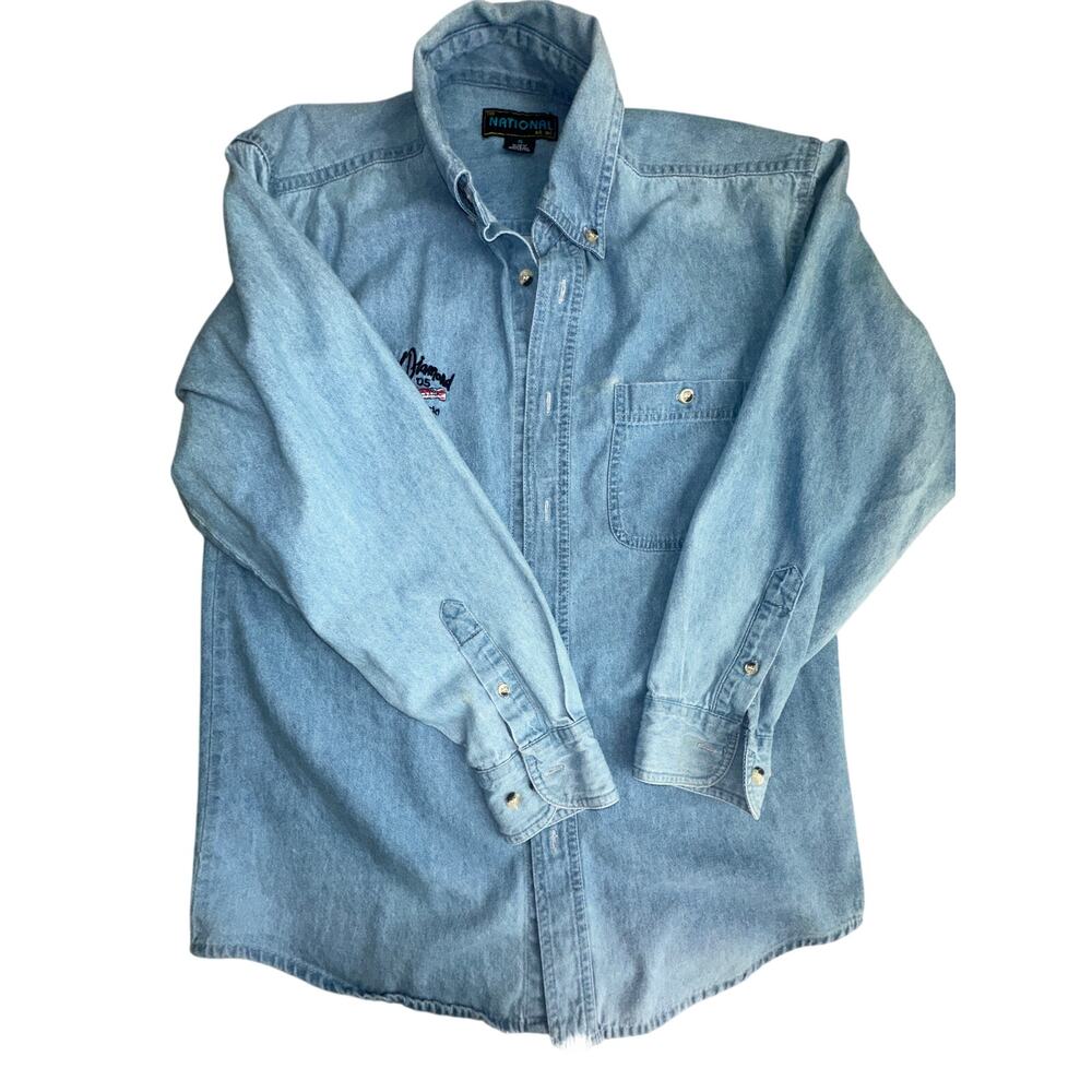 The National Ag Inc Neil Diamond 2005 Tour Button Down Embroidered Denim Vintage